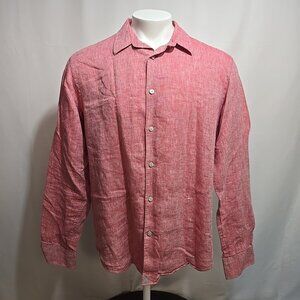 Untuckit Certan De May Shirt Mens Size XL Light Red Pink 100% Linen Long Sleeve